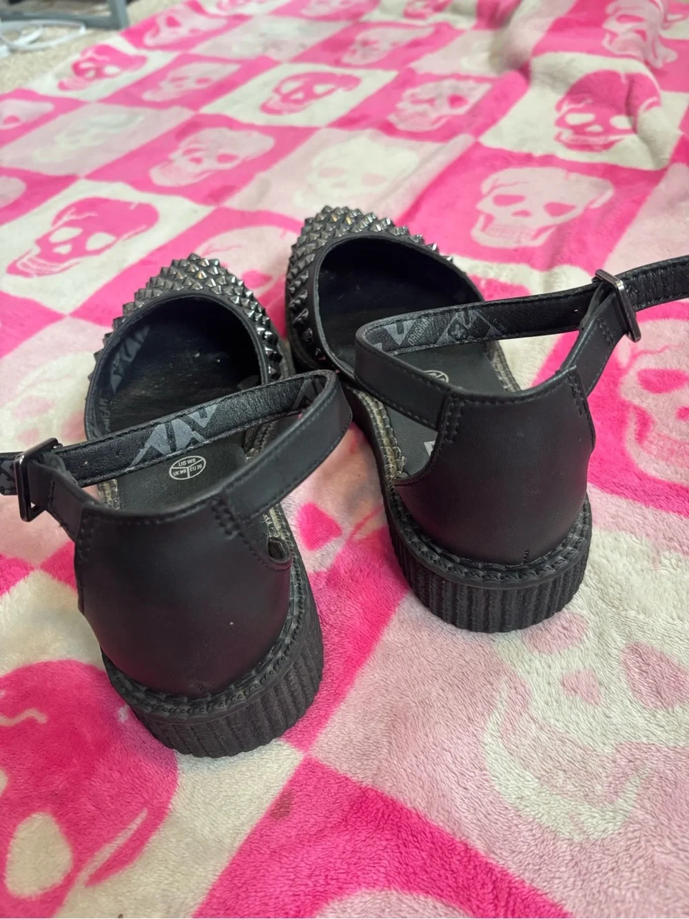 T.U.K. Studded Black Mary Janes Size 8